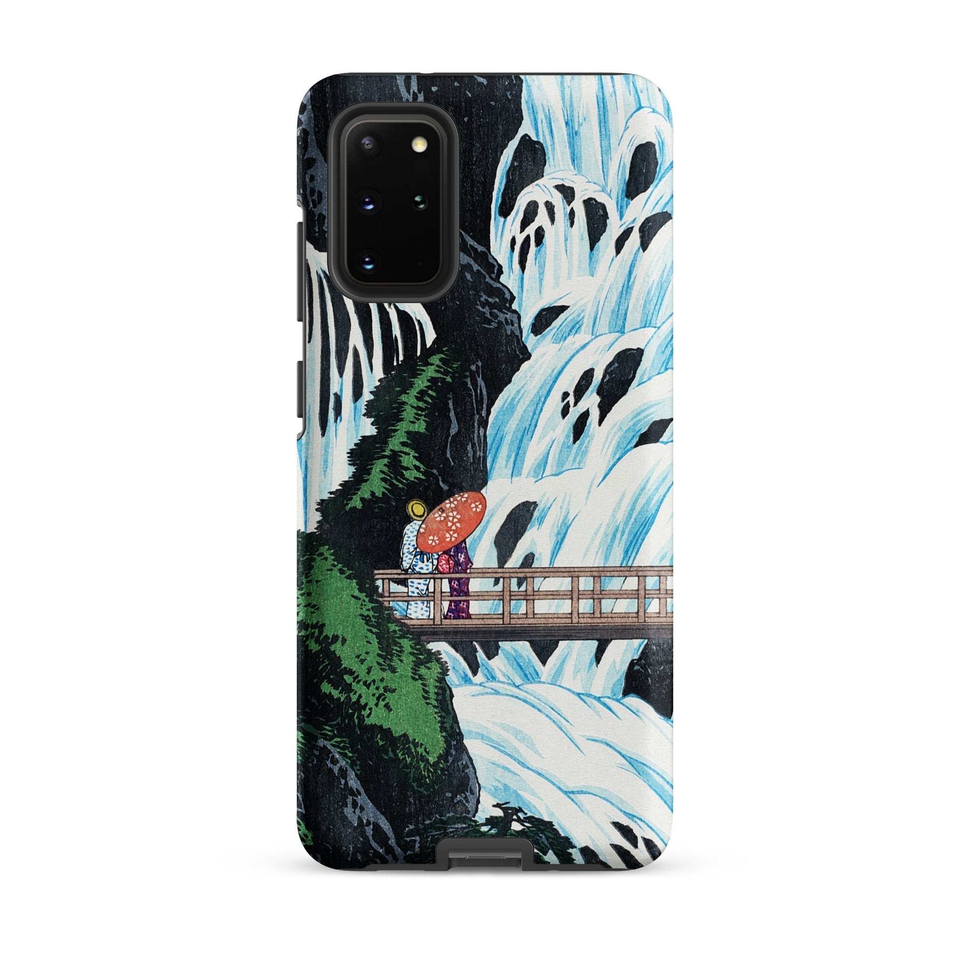 Shiragumo Waterfall Hiroaki Takahashi Samsung Case, Galaxy S20 Plus / Matte, Phone Case Artistic Depiction Two Figures Bridge Waterfall