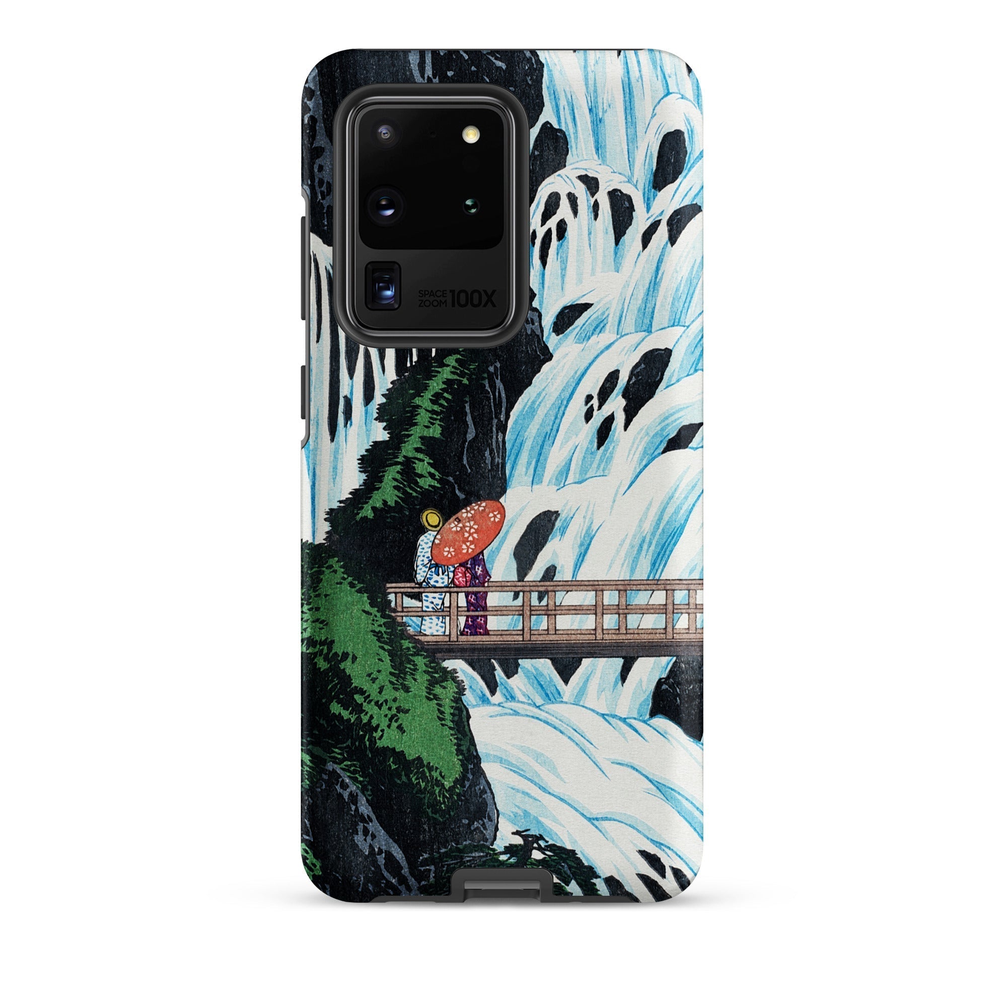 Shiragumo Waterfall Hiroaki Takahashi Samsung Case, Galaxy S20 Ultra / Matte, Smartphone Case Japanese Style Painting Two People Umbrella
