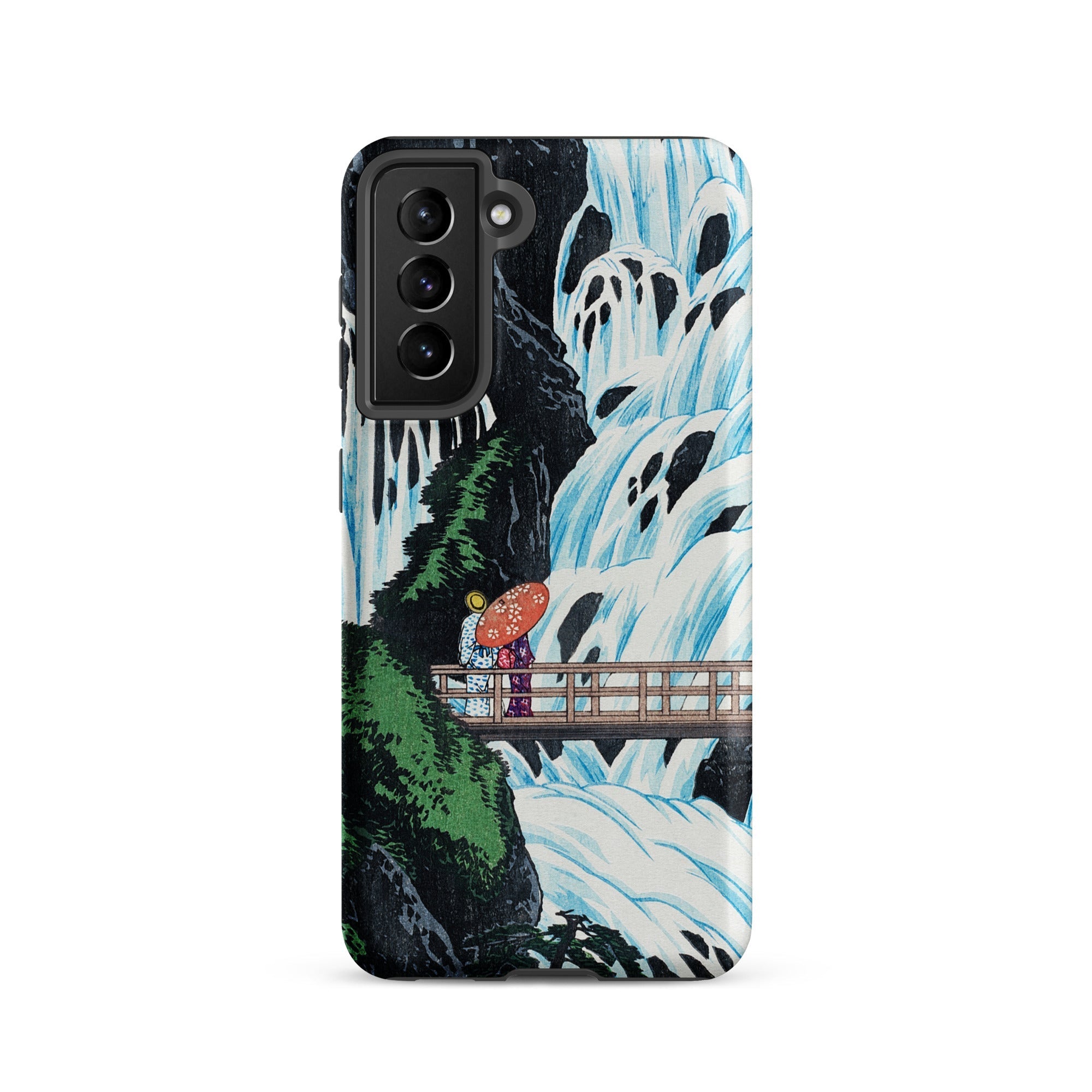 Shiragumo Waterfall Hiroaki Takahashi Samsung Case, Galaxy S21 / Matte, Phone Case Illustration Waterfall Two Figures Bridge