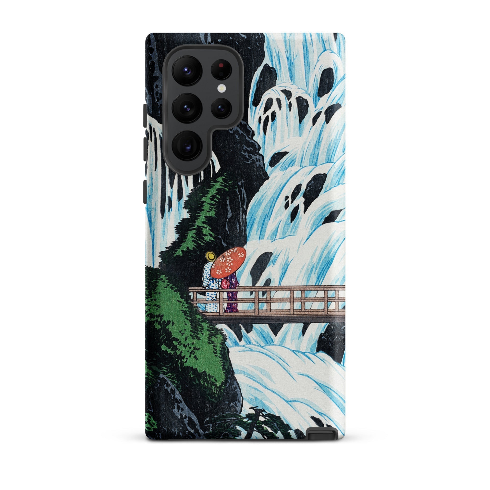 Shiragumo Waterfall Hiroaki Takahashi Samsung Case, Galaxy S22 Ultra / Matte, Phone Case Japanese Style Painting Two Figures Bridge