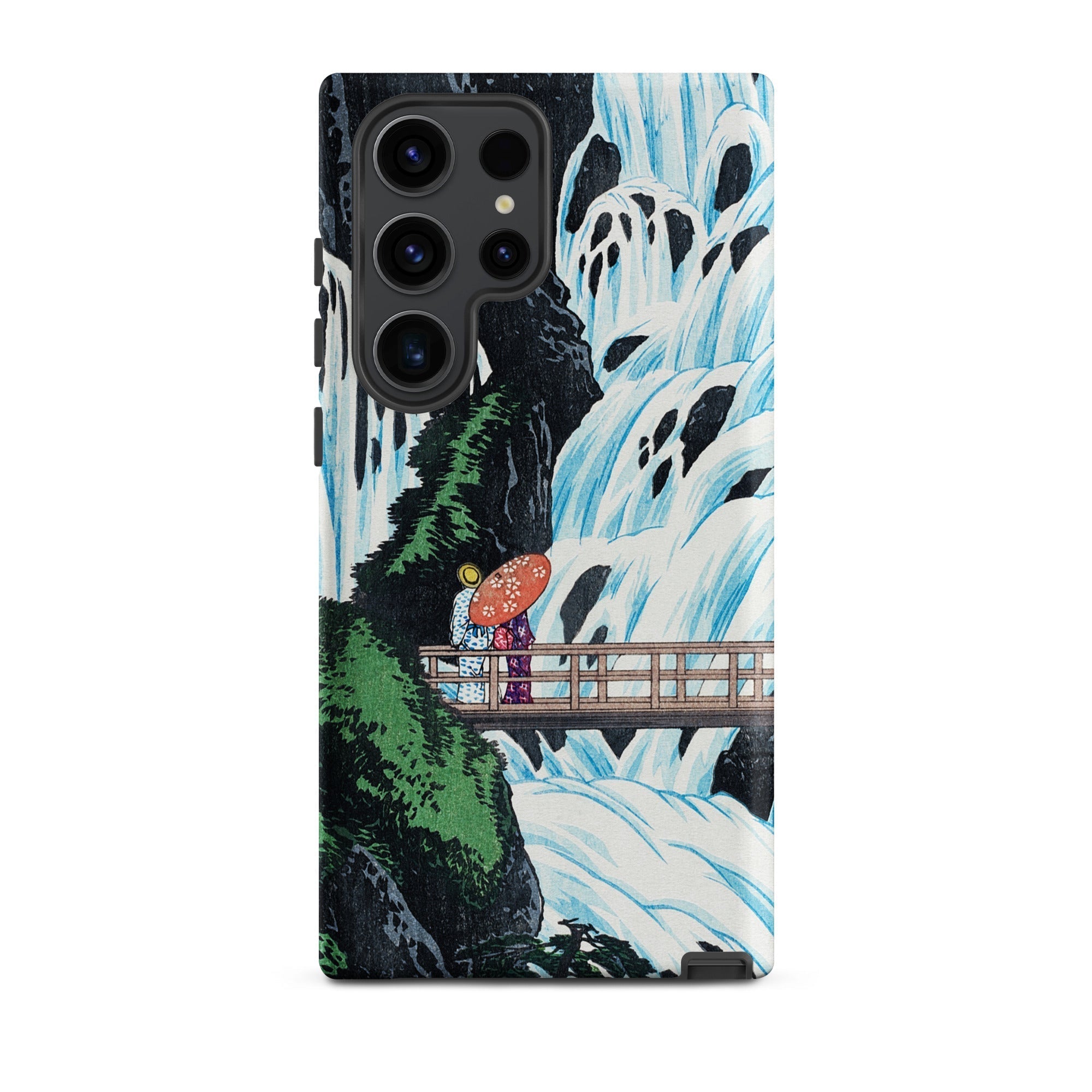 Shiragumo Waterfall Hiroaki Takahashi Samsung Case, Galaxy S24 / Matte, Phone Case Japanese Style Painting Waterfall Two Figures Bridge