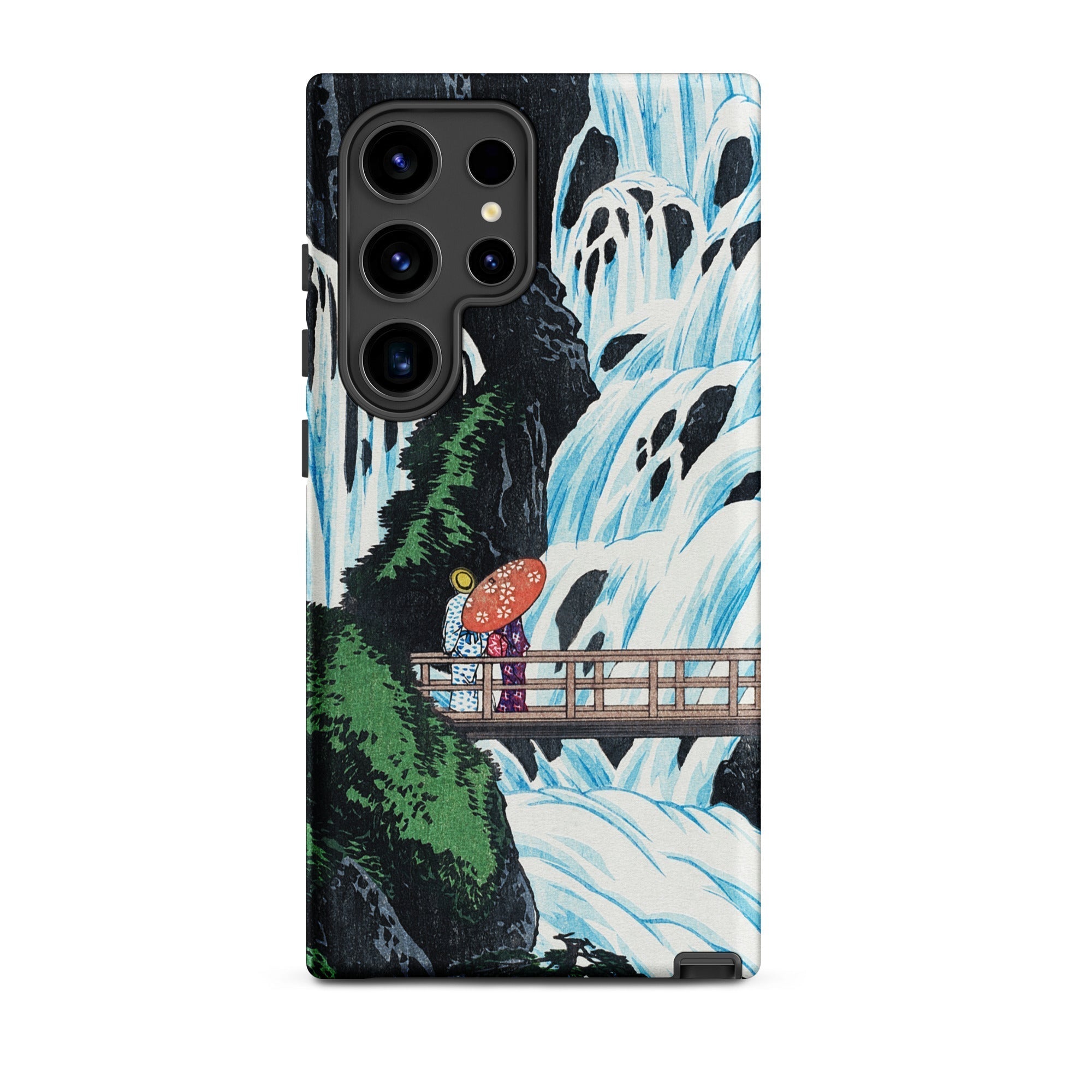 Shiragumo Waterfall Hiroaki Takahashi Samsung Case, Galaxy S25 / Matte, Phone Case Japanese Style Painting Waterfall Figures Bridge