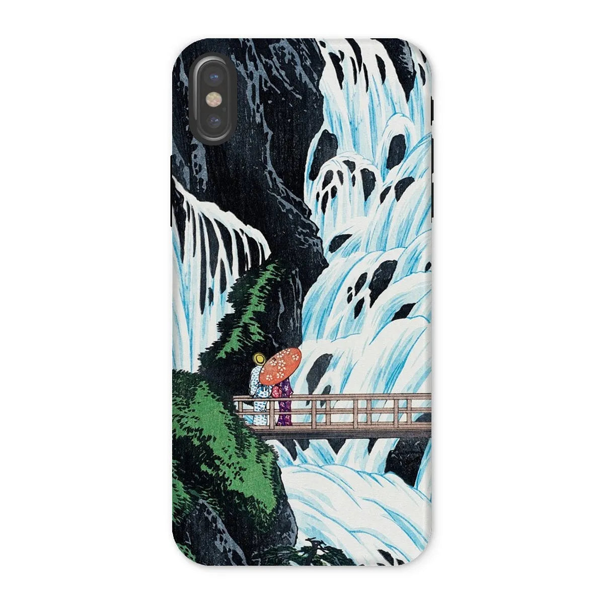 Shiragumo Waterfall - Shin - hanga Phone Case - Hiroaki Takahashi - Iphone x / Matte - Mobile Phone Cases - Aesthetic