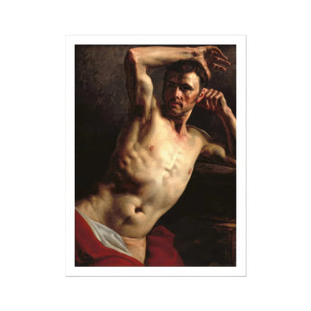 Male Nude - Theodore Gericault Art Print, Classical Oil Painting Shirtless Male Figure Dramatic Lighting