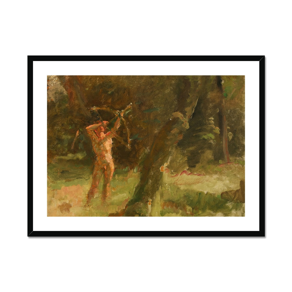 The Shooter - Julius Paulsen Fine Art Print, Framed Painting Nude Archer Forest