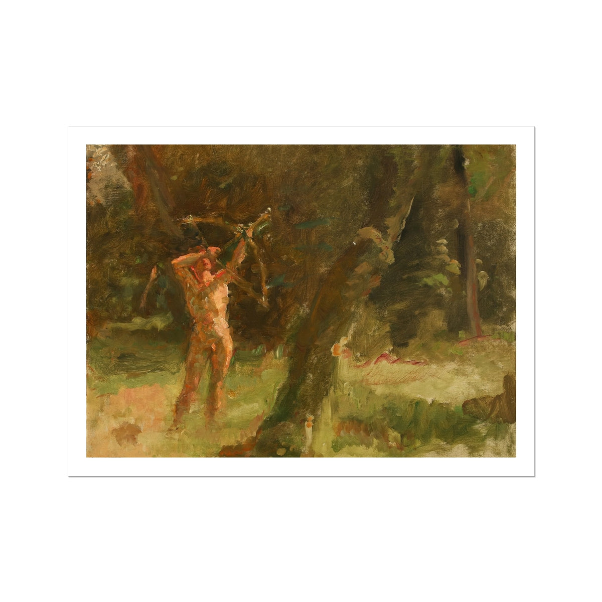 The Shooter - Julius Paulsen Fine Art Print, Nude Archer Forest