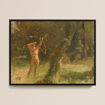 The Shooter - Julius Paulsen Framed Canvas, Framed Oil Painting Nude Archer
