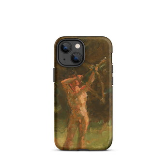 The Shooter - Julius Paulsen Phone Case Iphone 13 Mini / Matte Iphone Case Painted Depiction Nude Male Figure Bow Julius Paulsen’s, Paulsen