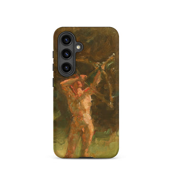 The Shooter - Julius Paulsen Phone Case Samsung Galaxy S24 / Matte Phone Case Textured Earth-toned Oil Painting Nude Figure Julius