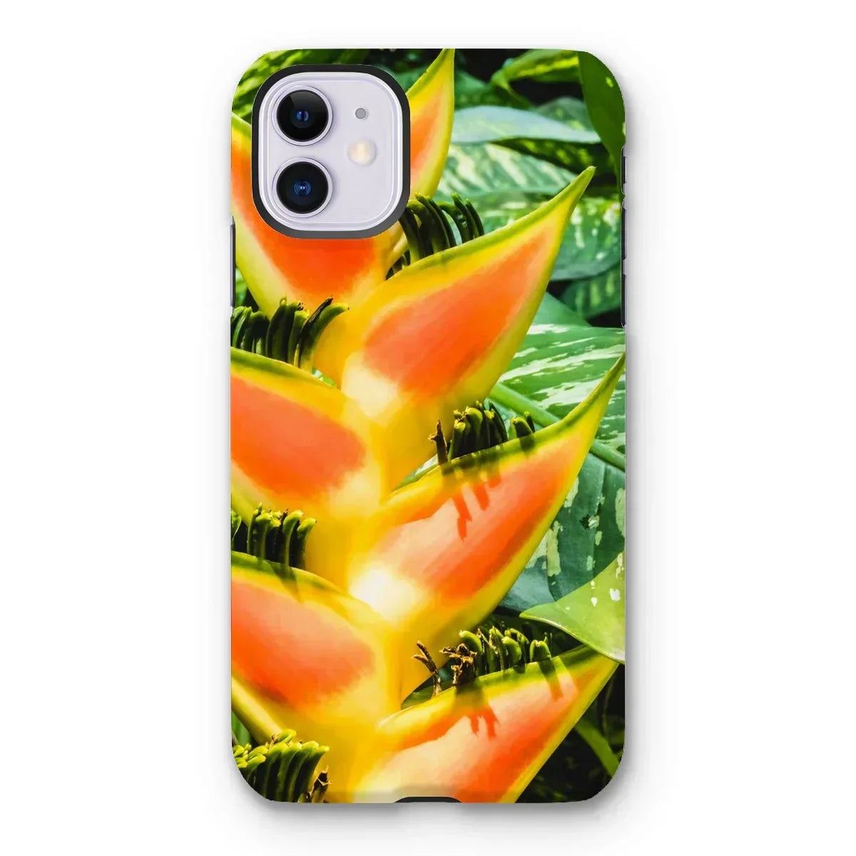 Showstopper - Heliconia Lobster Claw Iphone Case, 11 / Matte, Smartphone Case Vibrant Tropical Flower Design Heliconia Bird-of-paradise