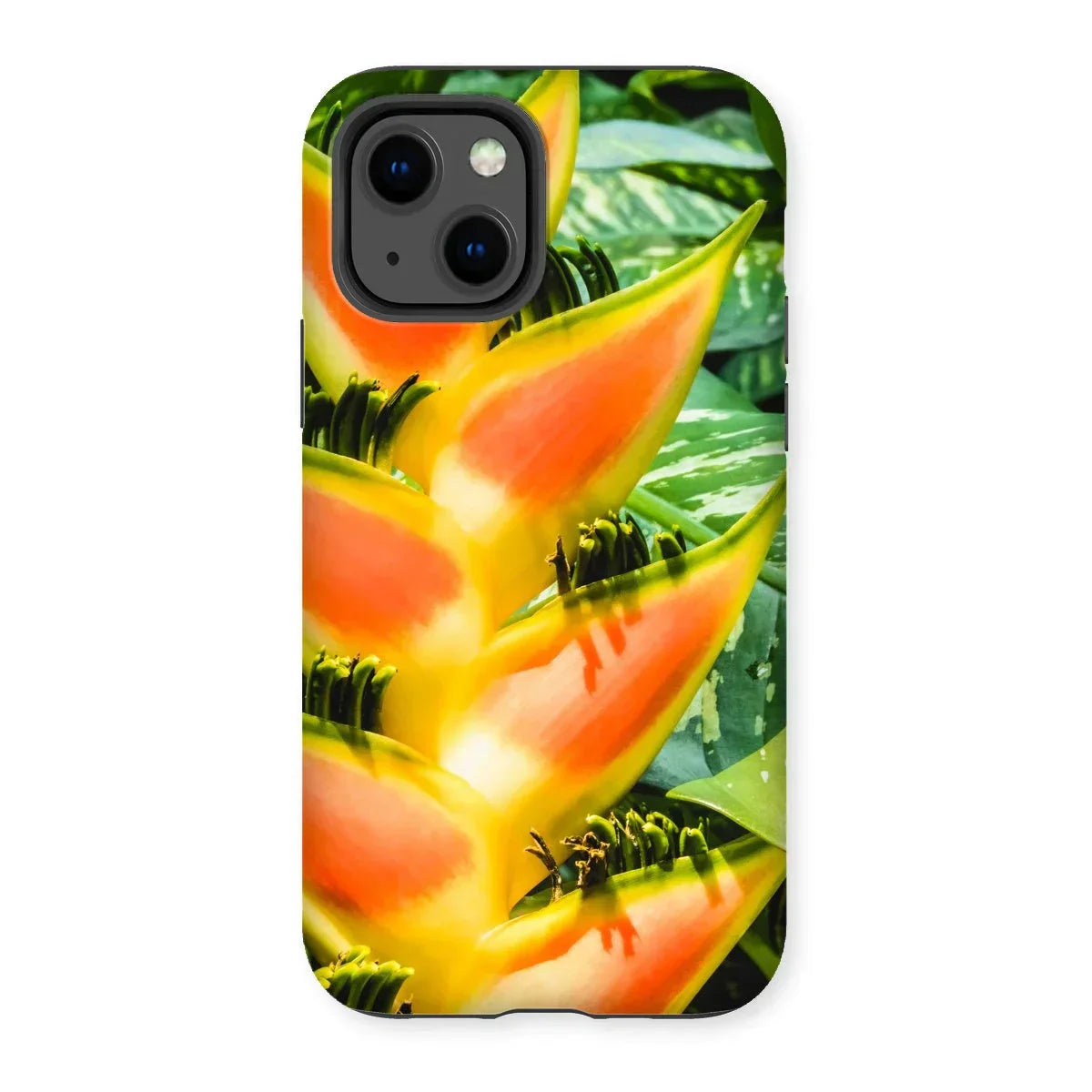 Showstopper - Heliconia Lobster Claw Iphone Case, 13 / Matte, Vibrant Tropical Flower Orange Yellow Petals Heliconia Bird-of-paradise