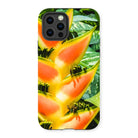Showstopper - Heliconia Lobster Claw Iphone Case, 13 Pro / Matte, Vibrant Orange Yellow Heliconia Flower Green Leaves