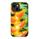 Showstopper - Heliconia Lobster Claw Iphone Case, 14 Plus / Matte, Vibrant Orange Yellow Heliconia Flower Green Foliage