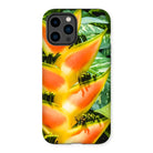 Showstopper - Heliconia Lobster Claw Iphone Case, 14 Pro Max / Matte, Vibrant Orange Yellow Heliconia Flower Green Foliage