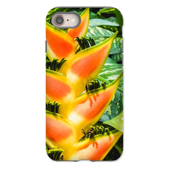 Showstopper - Heliconia Lobster Claw Iphone Case, 8 / Matte, Vibrant Orange Yellow Heliconia Flower Green Leaves