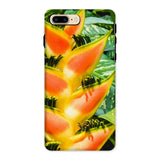 Showstopper - Heliconia Lobster Claw Iphone Case, 8 Plus / Matte, Vibrant Orange Yellow Heliconia Flower Green Leaves