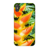Showstopper - Heliconia Lobster Claw Iphone Case, x / Matte, Vibrant Orange Yellow Heliconia Flower Green Leaves