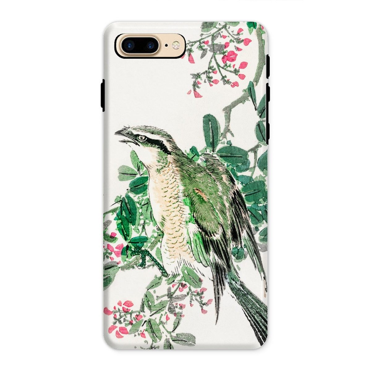 Shrike and Clover Numata Kashu Meiji Iphone Case, 8 Plus / Matte, Phone Case Watercolor Style Painting Bird Perched Among Green