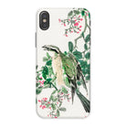 Shrike and Clover Numata Kashu Meiji Iphone Case, x / Matte, Phone Case Watercolor Style Painting Bird Perched Among Branches