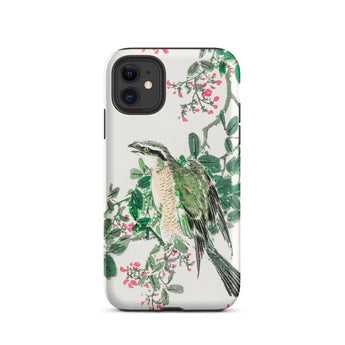 Shrike and Clover - Numata Kashu Meiji Phone Case Iphone 11 / Matte Bird-themed Phone Case Numata Kashu, Green-feathered Shrike Surveys,