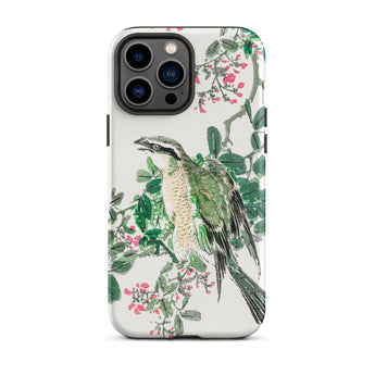 Shrike and Clover - Numata Kashu Meiji Phone Case Iphone 13 Pro Max / Matte Bird-themed Iphone Case Numata Kashu, Green-feathered Shrike