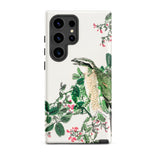 Shrike and Clover - Numata Kashu Meiji Phone Case Samsung Galaxy S24 Ultra / Matte White Phone Case Detailed Illustration Green Brown Bird