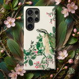 Shrike and Clover - Numata Kashu Meiji Phone Case White Phone Case Detailed Illustration Green Beige Bird Numata Kashu, Green-feathered