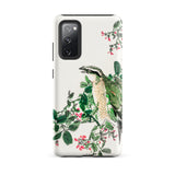 Shrike and Clover - Numata Kashu Meiji Samsung Case, Galaxy S20 Fe / Matte, White Smartphone Case Painted Bird Branch