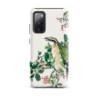 Shrike and Clover - Numata Kashu Meiji Samsung Case, Galaxy S20 Fe / Matte, White Smartphone Case Painted Bird Branch