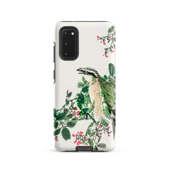 Shrike and Clover - Numata Kashu Meiji Samsung Case, Galaxy S20 / Matte, White Phone Case Vibrant Bird Floral Design