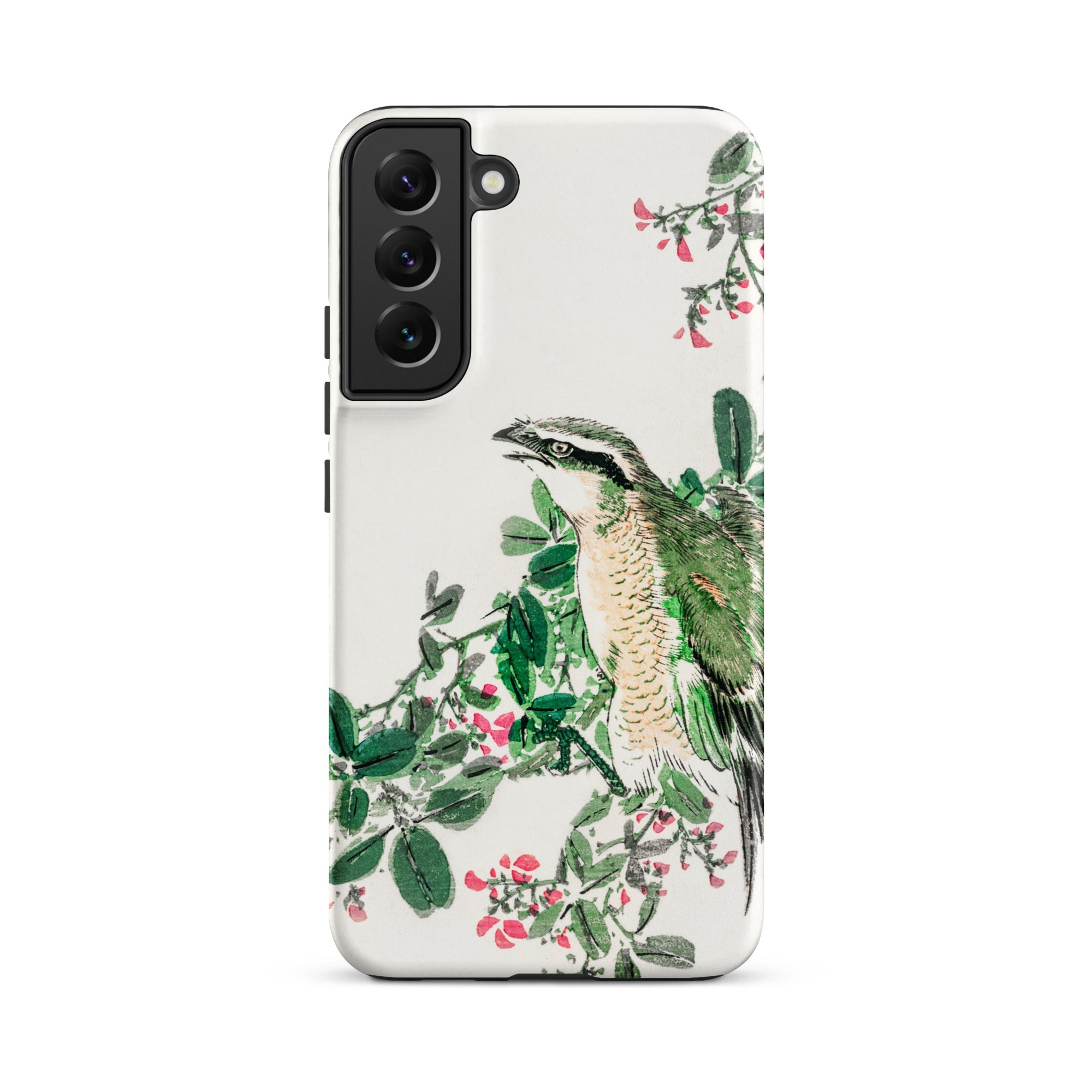 Shrike and Clover Numata Kashu Meiji Samsung Case, Galaxy S22 Plus / Matte, White Phone Case Painted Bird Foliage Design