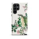 Shrike and Clover Numata Kashu Meiji Samsung Case, Galaxy S22 Ultra / Matte, White Smartphone Case Painted Bird Foliage Design
