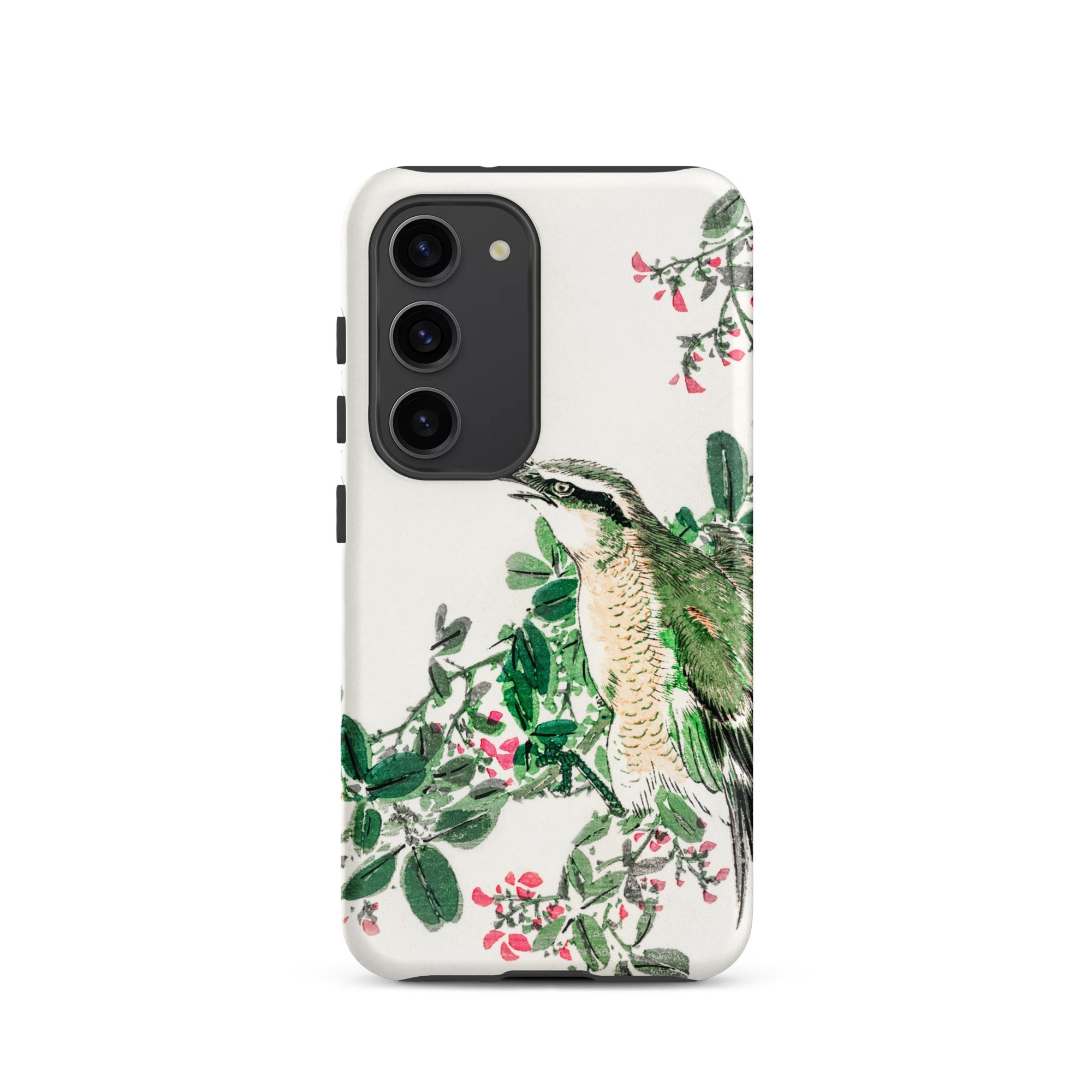 Shrike and Clover Numata Kashu Meiji Samsung Case, Galaxy S23 / Matte, White Phone Case Painted Bird Branches Pink Flowers