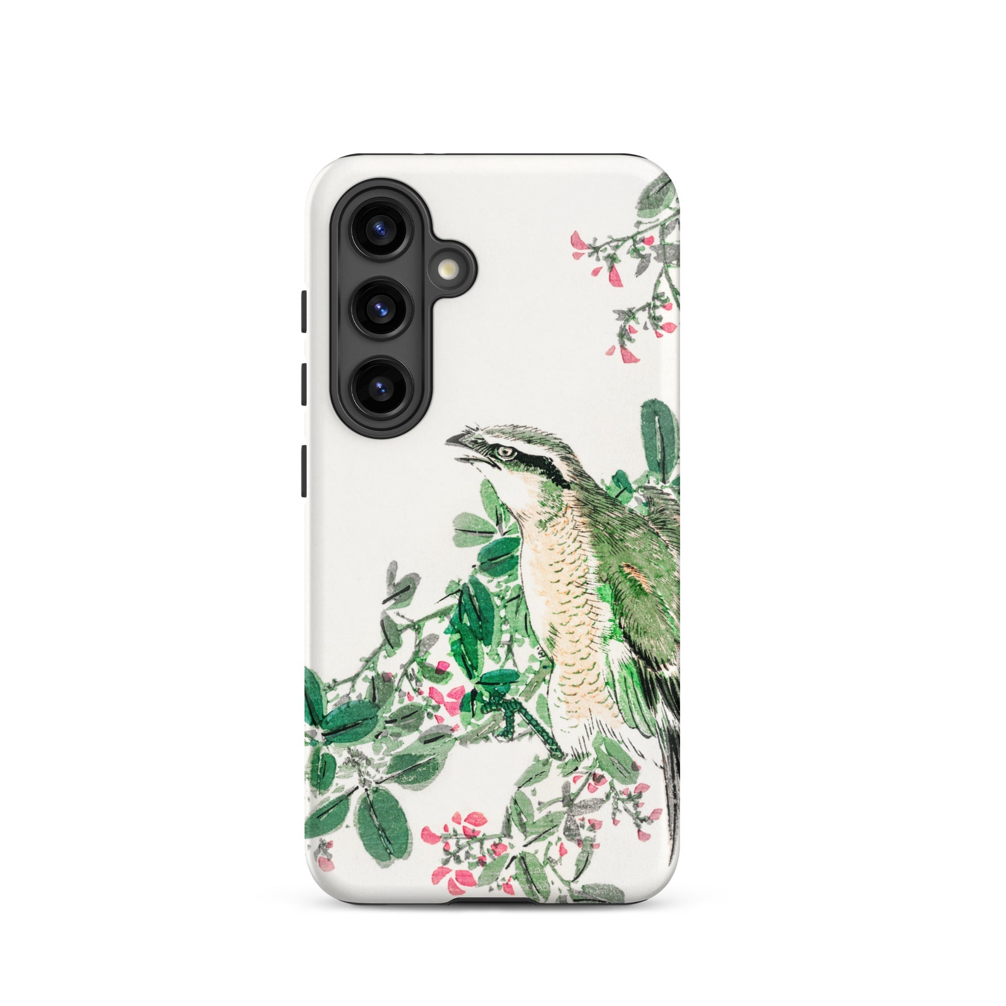 Shrike and Clover Numata Kashu Meiji Samsung Case, Galaxy S24 / Matte, White Smartphone Case Bird Floral Design