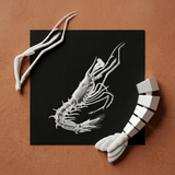 Shrimp - Ernst Haeckel Marine Life Art Print / Canvas White Sculpted Piece Segmented Body Detailed, Crustacean Specter Materializes, Inky
