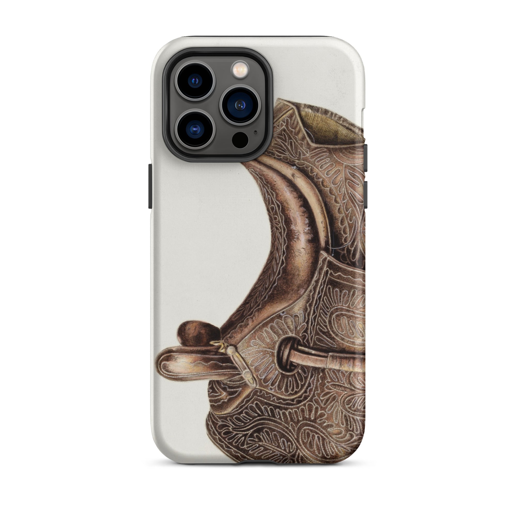 Side Saddle Bertha Semple Horse Tack Art Iphone Case, 14 Pro Max / Matte, Ornate Saddle Design Phone Case