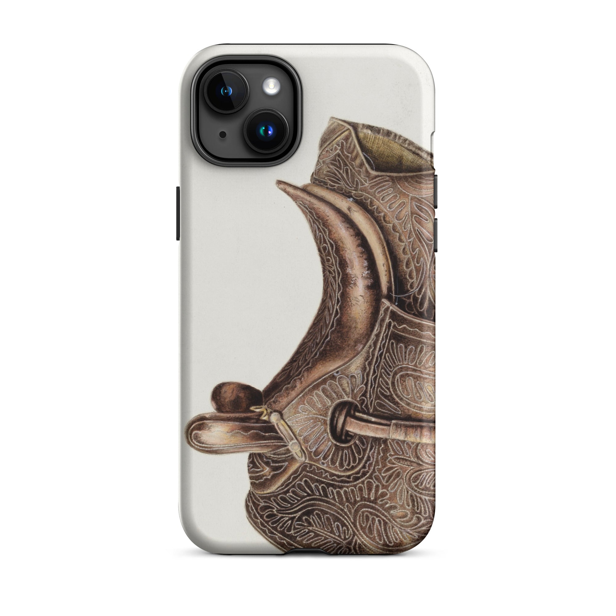 Side Saddle Bertha Semple Horse Tack Art Iphone Case, 15 Plus / Matte, Ornate Saddle Themed Phone Case