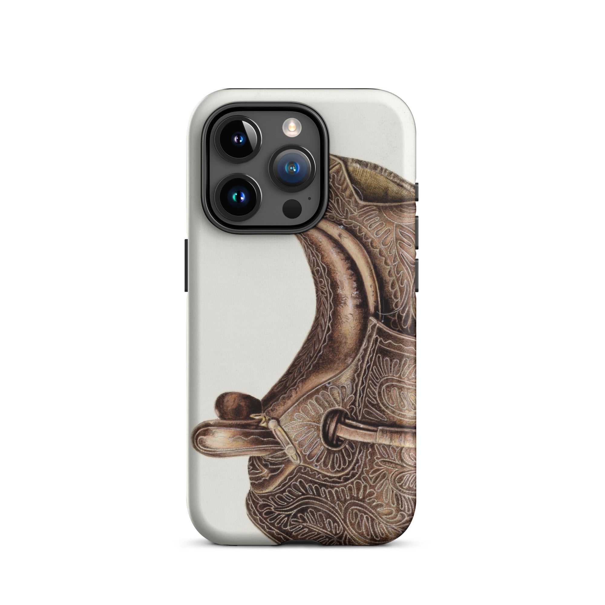 Side Saddle Bertha Semple Horse Tack Art Iphone Case, 15 Pro / Matte, Phone Case Ornate Saddle Design
