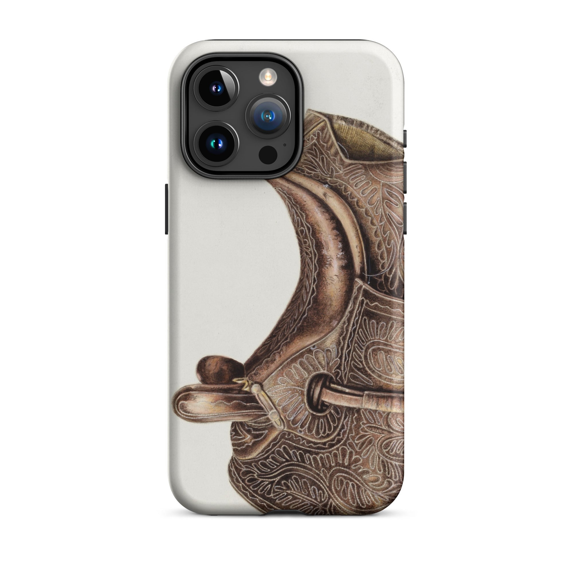 Side Saddle Bertha Semple Horse Tack Art Iphone Case, 15 Pro Max / Matte, Ornate Saddle Design Phone Case