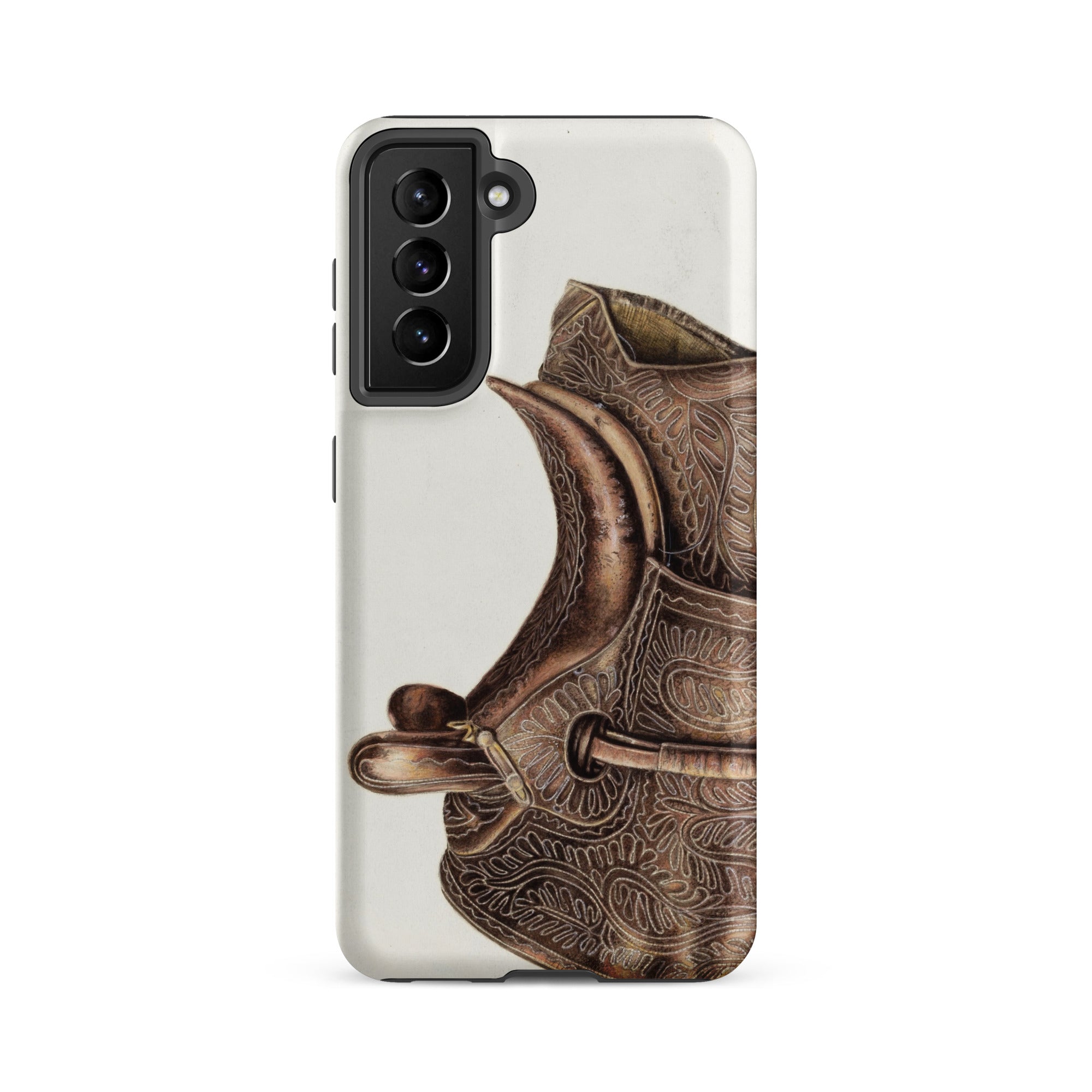 Side Saddle Bertha Semple Horse Tack Art Samsung Case, Galaxy S21 Fe / Matte, Smartphone Case Ornate Embossed Design Saddle