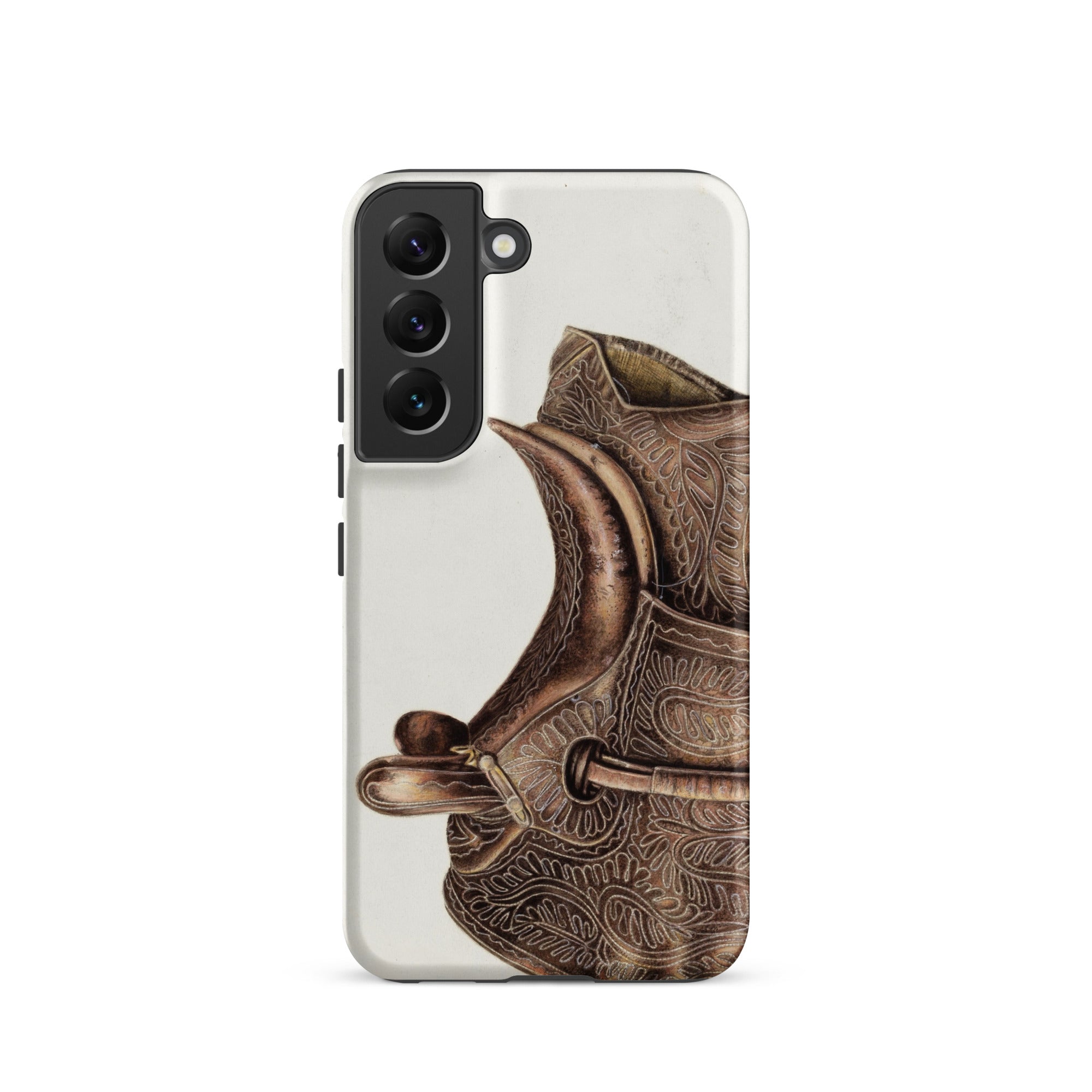 Side Saddle Bertha Semple Horse Tack Art Samsung Case, Galaxy S22 / Matte, Smartphone Case Intricate Brown Ornate Design