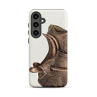 Side Saddle Bertha Semple Horse Tack Art Samsung Case, Galaxy S24 Plus / Matte, White Smartphone Case Ornate Brown Engraved Design Saddle
