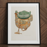 Side Saddle - Rose Campbell–gerke Equestrian Art Print, Framed Artwork Ornate Green Gold Backpack Rucksack