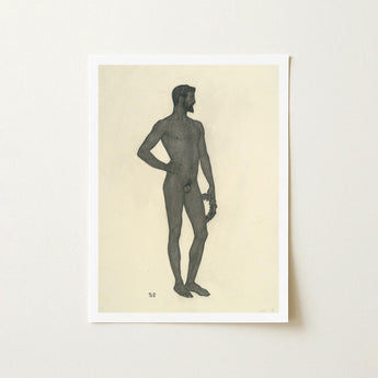 Sieger - Sascha Schneider Fine Art Print / Canvas Monochromatic Graphite Sketch Nude Male Figure Profile Framed, Secret Softened, Prints