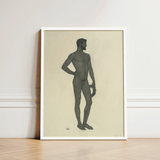 Sieger - Sascha Schneider Fine Art Print / Canvas Framed Black-and-white Illustration Nude Male Figure Profile Hand, Secret Softened, Prints