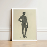 Sieger - Sascha Schneider Fine Art Print / Canvas Framed Black-and-white Sketch Nude Male Figure Hand Hip, Secret Softened, Prints