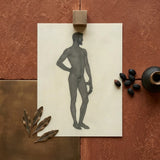Sieger - Sascha Schneider Fine Art Print / Canvas Detailed Graphite Sketch Nude Male Figure Hand Hip, Secret Softened, Prints
