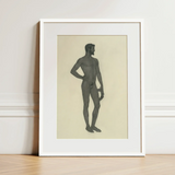 Sieger - Sascha Schneider Fine Art Print / Canvas Framed Black-and-white Illustration Nude Male Figure Hand Hip, Secret Softened, Prints