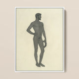 Sieger - Sascha Schneider Fine Art Print / Canvas Framed Black-and-white Illustration Nude Male Figure Hand Hip, Secret Softened, Prints