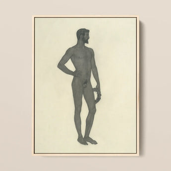 Sieger - Sascha Schneider Fine Art Print / Canvas Framed Monochrome Sketch Nude Male Figure Detailed Textured, Secret Softened, Prints
